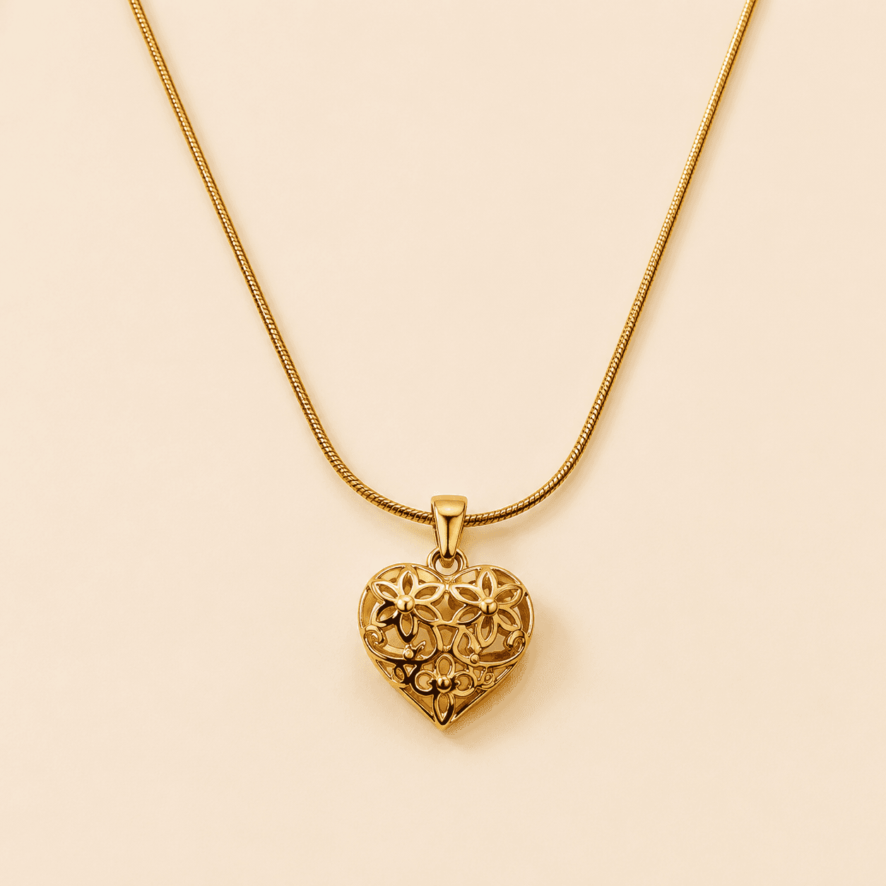 Golden Filigree Heart Necklace