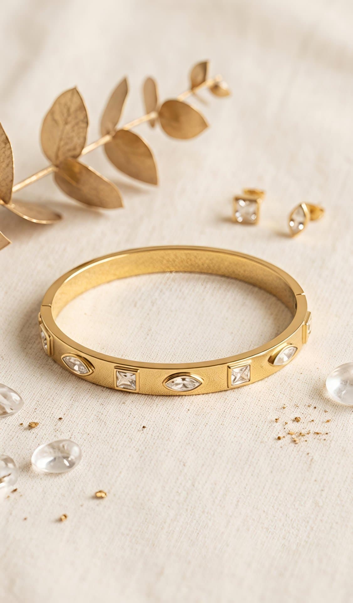 Crystal Embellished Gold Bracelet