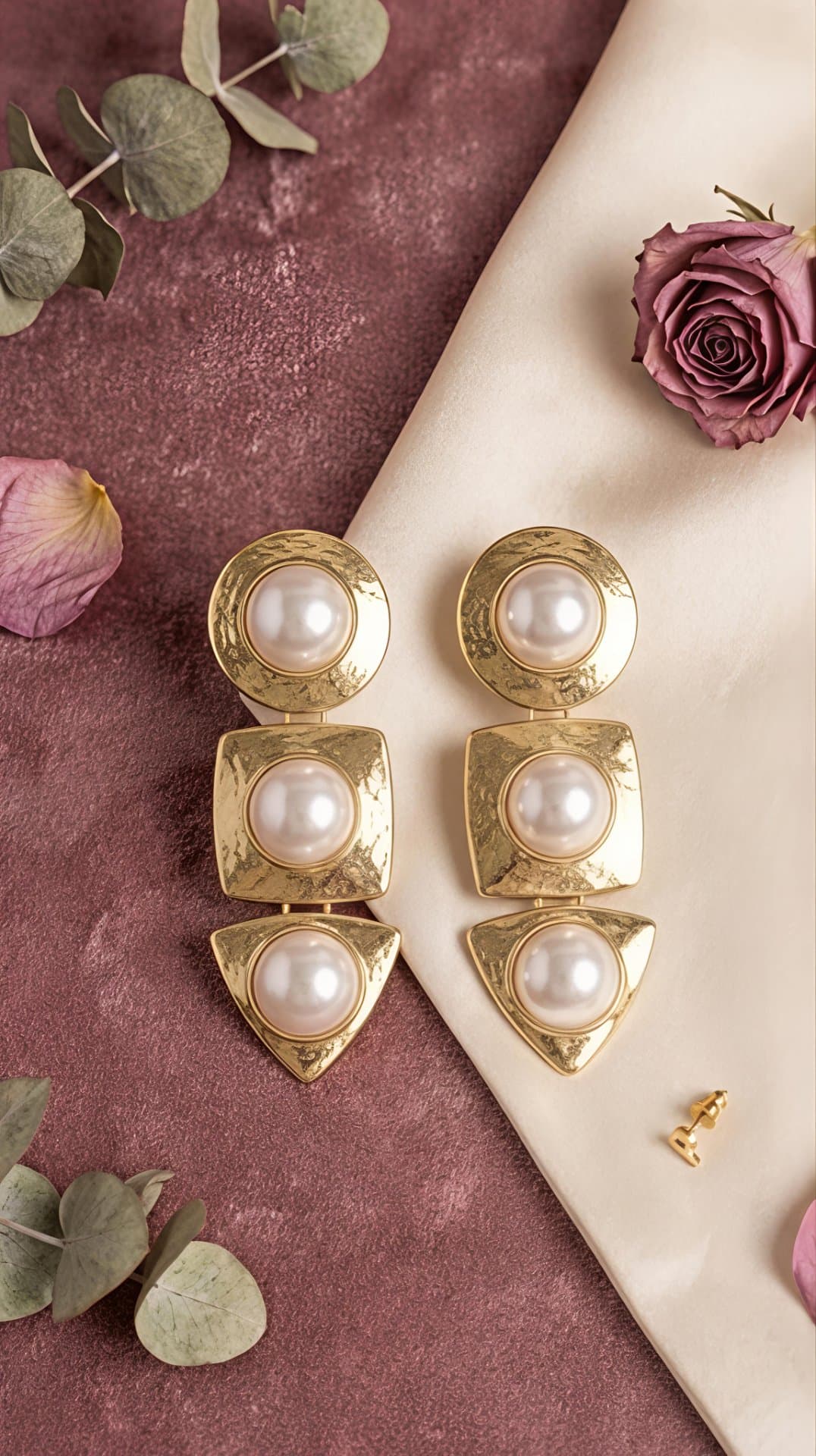 Geometric Pearl Drop Earrings